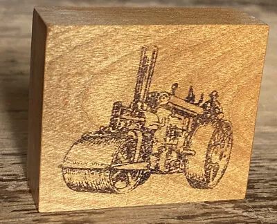 Vintage Steam Tractor Steam Roller Farm Locomotive Rubber Stamp - Wood Mount • $18.99