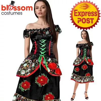 CA1475 Day Of The Dead Mexican Senorita Gothic Halloween Dress Up Womens Costume • $40.45