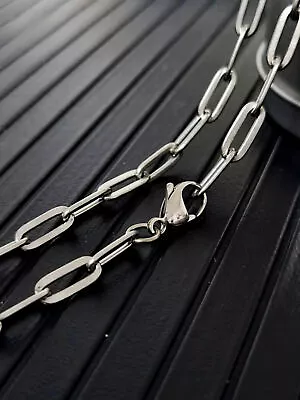 Men Pure Titanium Necklace Flat Long O Chain Hip-Hop Polishing & Embossing 25.6  • $40.99