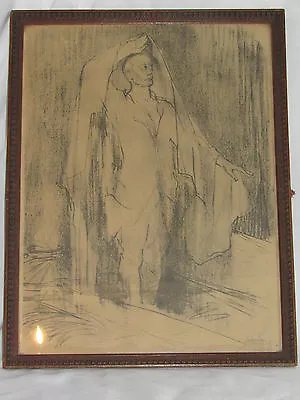 03C6 Antique Engraving Drawing Charcoal The Soldier Unknown To Se Lève Sign 1920 • £54.04