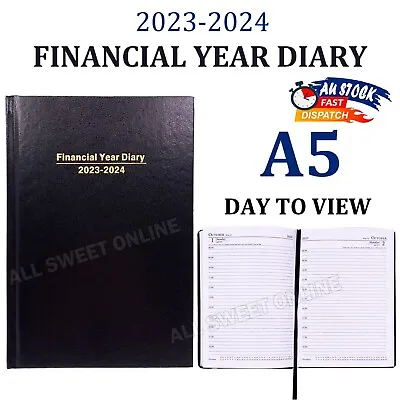 $17.95 • Buy 2023 2024 Financial Year Diary A5 Black Hard Cover Day To View Planner Office AU