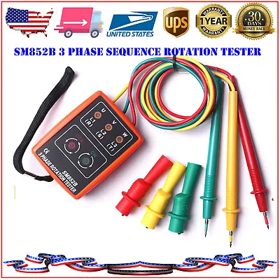 SM852B Sequence Tester 60V~600V AC 3Phase Sequence Order Rotation Indicator Test • $18.90