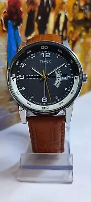 Timex Perpetual Calendar Quartz Black Dial Men's Full Working Condition Vtg. • $126.65