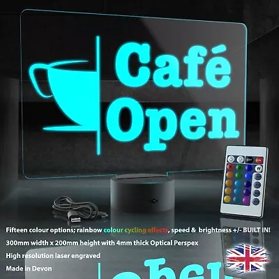 Cafe Open LED Neon Light Up Sign Freestanding For Pub Drink Shop 300x200mm • £25.99