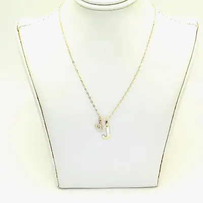14K Yellow Gold Cubic Zirconia Mickey Mouse Initial J Necklace 18” • $95