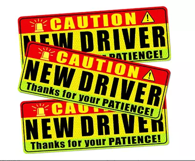 New Driver Magnet Bumper Car Sign Stickers For A New Driver Sign (Pack Of 3) • $7.39