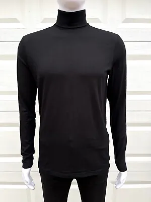 H&M Black Slim Fit Turtleneck Long Sleeve Shirt M Goth Punk Metal Biker 60s 80s • $12