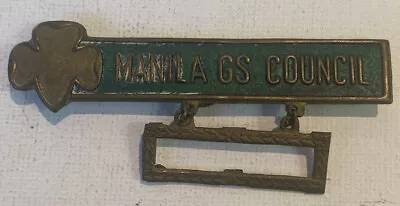 Vintage Girl Guides Manila GS Council Name Badge Pin • $50