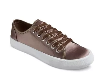 Mossimo Womens Brown Pewter Jena Velvet Lace Sneakers Casual Tennis Shoes Sz 10 • $17.99