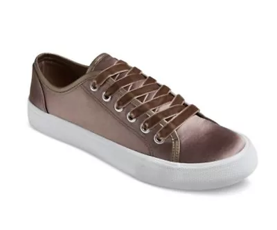 Mossimo Womens Brown Pewter Jena Velvet Lace Sneakers Casual Tennis Shoes Sz 6 • $17.99