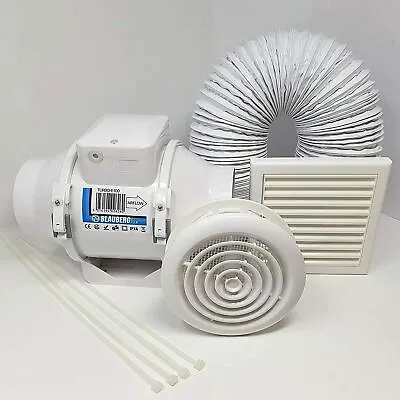 Inline High Power Shower Timer Fan Complete Kit - KIT-TURBO-E-100-T-DPR • £59.95