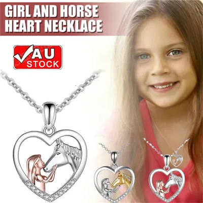 $12.99 • Buy Silver Girls With Horse Pendant Necklace For Women Girls Teenager Jewelry Gift