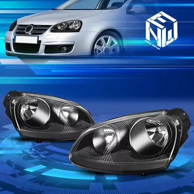 For 05-10 VW Jetta Rabbit Black Housing Headlights Head Lamps Pair Replacement • $136.88