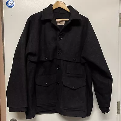 FILSON Double Mackinaw Cruiser Jacket Wool Size XL Black USA Vintage Excellent • $150