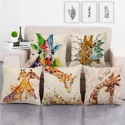 £4.79 • Buy Zoo Wildlife Animal Giraffe Eating Grass Throw Pillow Case Square Cushion Cover