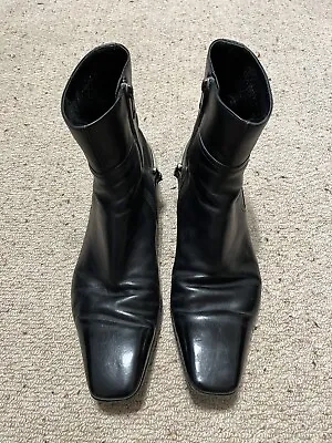 £100 • Buy Vintage Gucci Men's Black Boots With Silver Stirrups