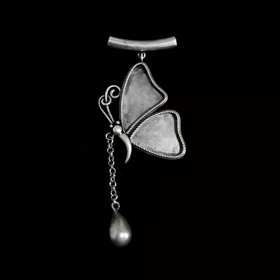 Chinese Handmade Miao Silver Drip Tassels DIY Embed Butterfly Necklace Pendant • $20