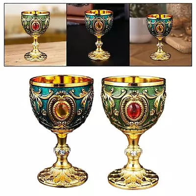 Vintage Chalice Medieval Goblet Novelty Handmade Engraving Alloy Wine Cup • $18.77