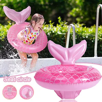 Childrens Mermaid Swimming Ring Baby Inflatable Float Kids Swim Ring Pool Toy UK • £6.49