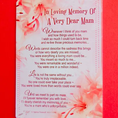 MAM Loving Memory MAM Graveside Card Memorial Keepsake Poem Verse Grave Sympathy • £2.60