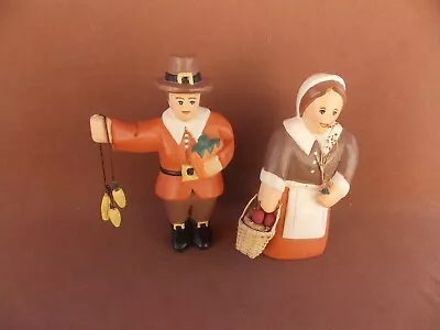 Wooden Thanksgiving Pilgrim Man 5 1/2  & Woman 6  Midwest Of Cannon Falls • $19.99