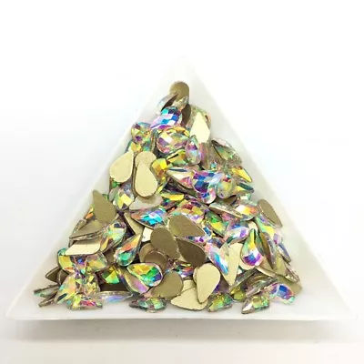 Top Multi-Shape Czech Crystal AB Flatback Nail Art Rhinestone 3D Tips Decoration • $2.99