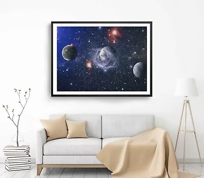 Galaxies Space Print Wall Art Planets & Stars Framed Space Wall Art Space • $29.90