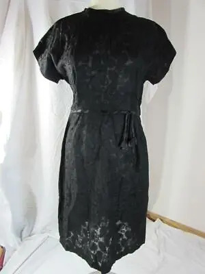 Vtg 1940s 50s Maurene Frocks Black Floral Sheer Dress Hollywood VLV Cocktail • $49.99