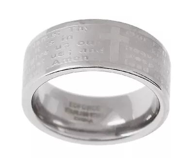 NIB QVC Steel By Design Stainless Steel Silk Fit  Our Father  Prayer Ring Sz. 7 • $4.99