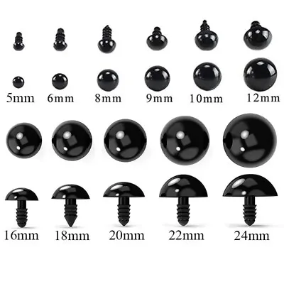 Black Safety Eyes Toys Dolls Amigurumi 5mm To 24mm • $1.99