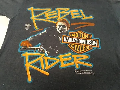 Vintage 1987 James Dean Harley Davidson Rebel Rider T Shirt Kids Large Men Shirt • $42.99