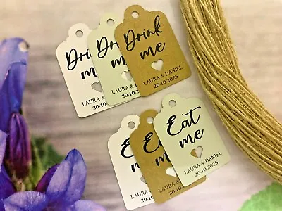 £28.99 • Buy Personalised Drink Me Eat Me Tag Wedding Favour Tags Thank You Christmas DE91m