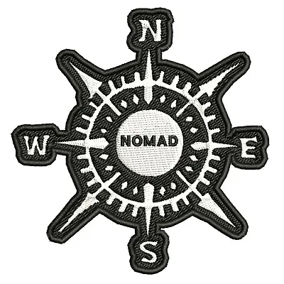 Nautical Compass Nomad Black Embroidered Patch Iron On Travel Souvenir Applique • $4.50