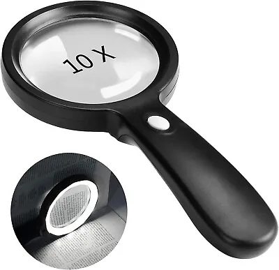 10X Magnifying Glass Light Jumbo Handheld Magnifier Large LED Illuminated Lens • $18.79