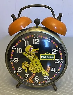 Vintage Big Bird Sesame Street Windup Alarm Clock Muppets Inc Made USA 70s WORKS • $39.95