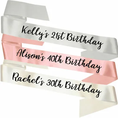 Personalised Name's 21st 30th 40th 50th Birthday Sash Party Present Gift Today • £5.79