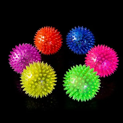 Ultra 12 Light Up LED Spikey Flashing Ball Bouncing Sensory Hedgehog Spike Balls • £17.99