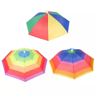  3 Pcs Umbrella Hat Adjustable Hats For Men Adults Kids Hands-free • £12.49