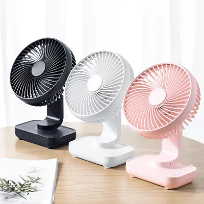 Mini Desk Fan Portable Table Desktop Cooler 4 Speed Small Quiet USB Rechargeable • £11.95