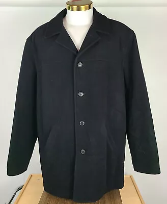 J Crew Pea Coat Mens XLT Tall Wool Blend Black Single Breasted EUC • $59.95