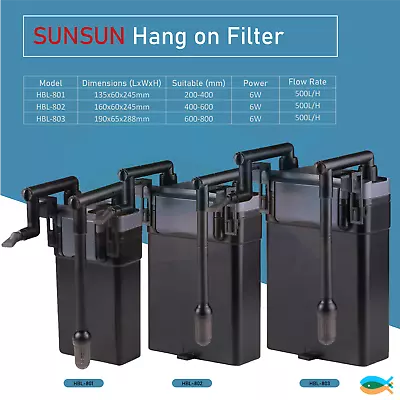 $55.90 • Buy 6W 500L/H Sunsun Aquarium Fish Tank Hang On Filters
