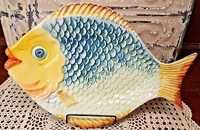 12.5  Made In Portugal Ceramic Serving Platter Detailed Colorful Fish • $40