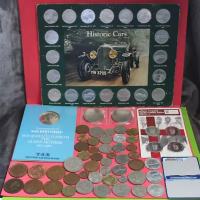 £9.99 • Buy Old Coins Job Lot UK /OV SEAS -SHELL HISTORIC CARS SET -Crowns 1977-PENNIES ETC