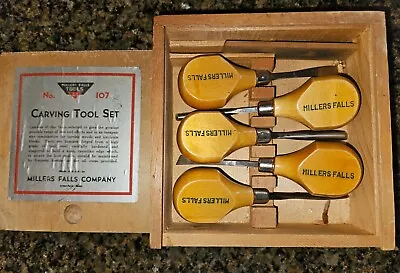 Vintage Millers Falls No. 107 Carving Tool Set In Original Wood Box • $50