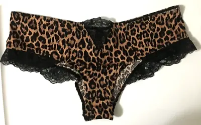 Victorias Secret Very Sexy Nougat Leopard Cheeky Panty S Micro Lace Inset Silky • $24.23