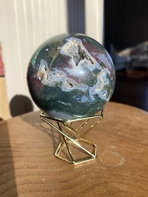 Rainbow Moss Agate / Ocean Jasper Druzy Crystal Sphere • £35.99