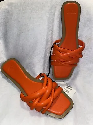 $39.99 • Buy Zara Womens Sandals  Flats Orange Size US8/39 NB NWT