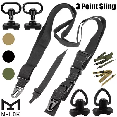 Tactical 3 Point Sling QD Swivel Adjustable Rifle Gun Sling Strap W/ MLOK Swivel • $11.49