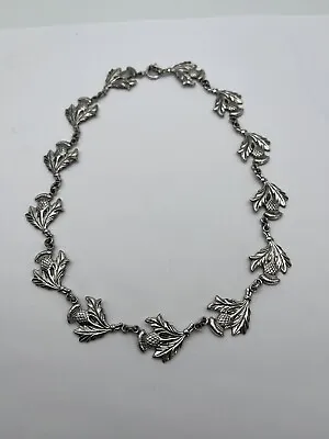 Vintage Danecraft Sterling Silver Thistle Link Necklace 15” • $79.99