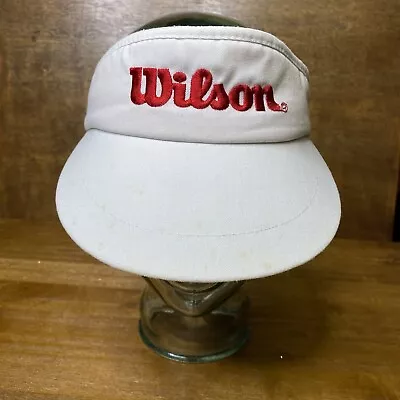 Vintage Wilson Tennis Visor Hat Unisex 70s White Red Embroidered Adjustable • $19